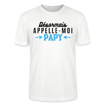 Désormais appelle moi papy. Cadeau nouveau papy - T-shirt bio CRAFTER Stanley Stella Unisexe - blanc - Devant - Alina (178cm) & Michal (187cm)