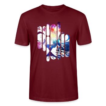 Crazy Space Cat (colored) - Stanley/Stella CRAFTER Unisex Organic T-Shirt - burgundy - Front - Alina (178cm) & Michal (187cm)