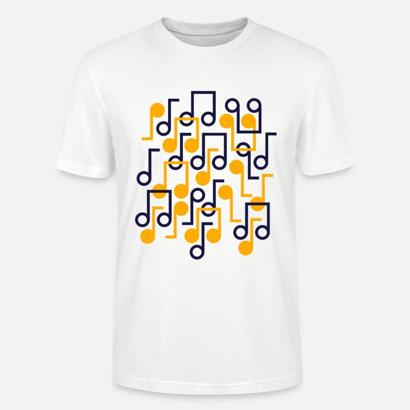 Music Notes Retro Style Pattern - Stanley/Stella CRAFTER Unisex Organic T-Shirt - white