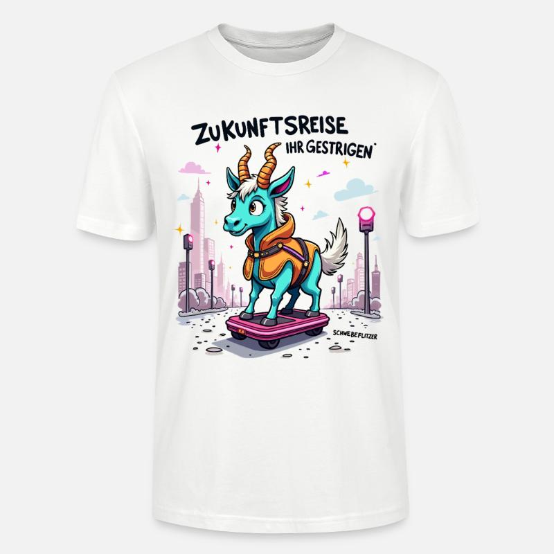 Ziegen-Rollbrett-Flitzer - Stanley/Stella Unisex Bio-T-Shirt CRAFTER - Weiß