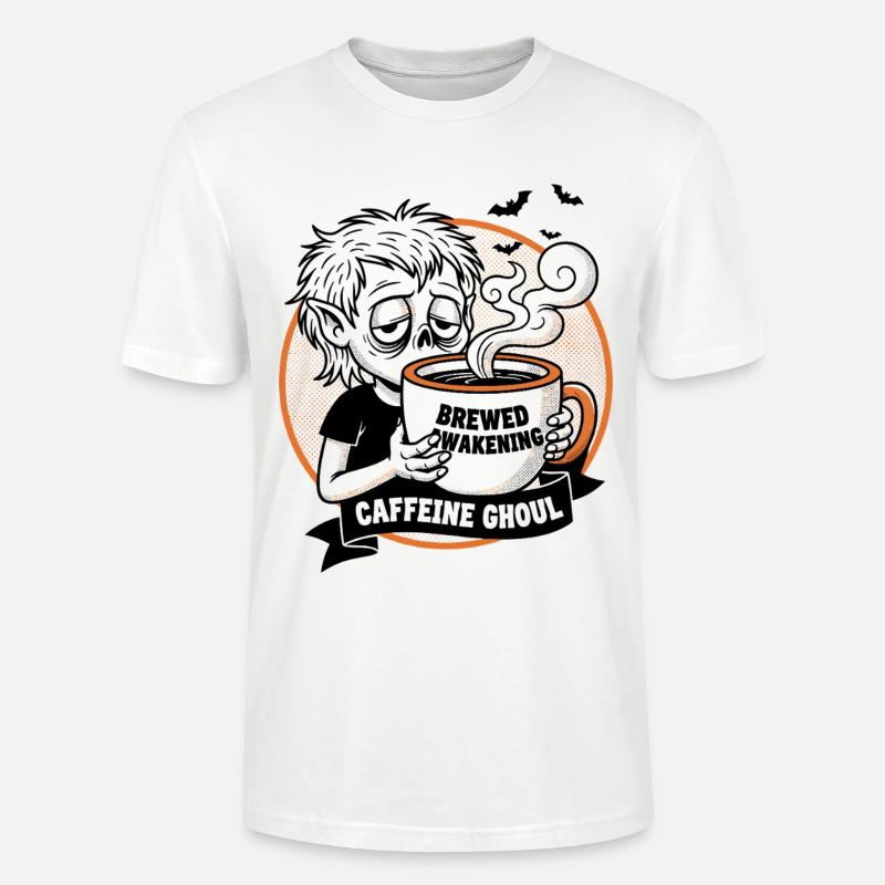 Illustration de tasse à café hantée - T-shirt bio CRAFTER Stanley Stella Unisexe - blanc