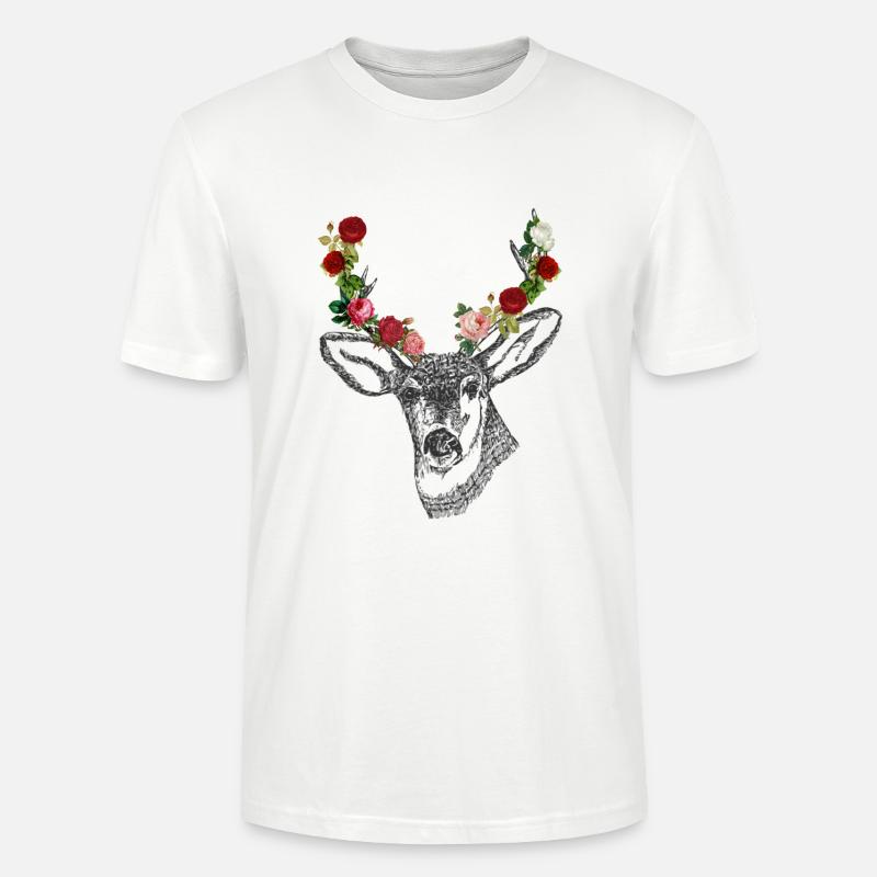 Hirsch Rosen Geweih Geschenkidee - Stanley/Stella Unisex Bio-T-Shirt CRAFTER - Weiß