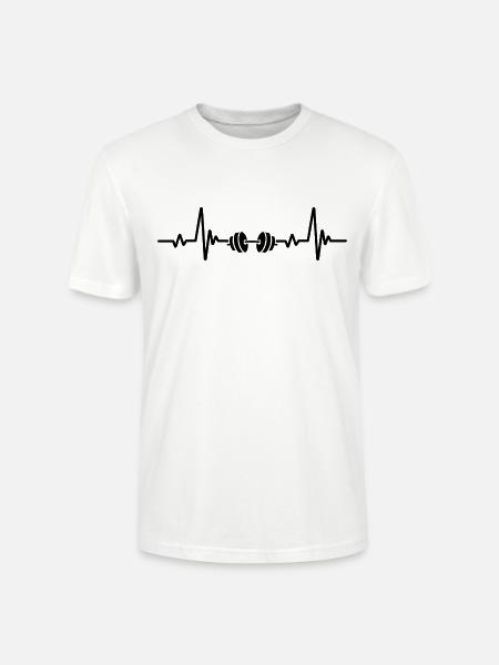 Weightlifting Heartbeat - Stanley/Stella CRAFTER Unisex Organic T-Shirt - white