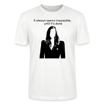 Cela semble toujours impossible, jusqu’à ce que ce soit fait, Donna - T-shirt bio CRAFTER Stanley Stella Unisexe - blanc - Devant - Alina (178cm) & Michal (187cm)