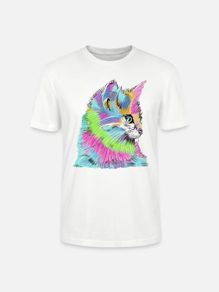 Katze bunt - Stanley/Stella Unisex Bio-T-Shirt CRAFTER - Weiß