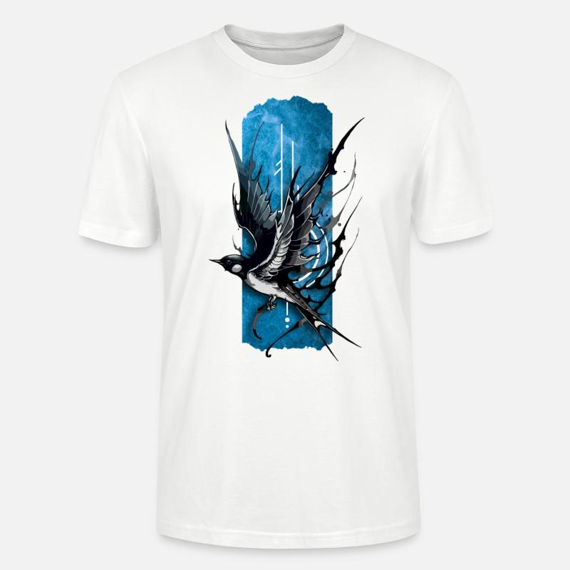 Gracieuse envolée : Élégante hirondelle volante - T-shirt bio CRAFTER Stanley Stella Unisexe - blanc