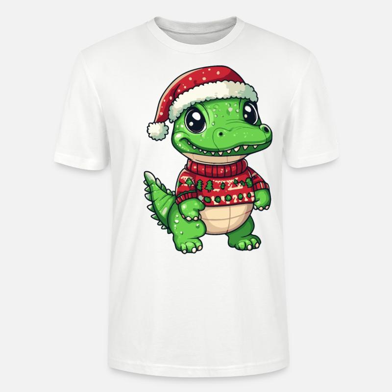 Alligator Christmas Comic - Stanley/Stella CRAFTER Unisex Organic T-Shirt - white