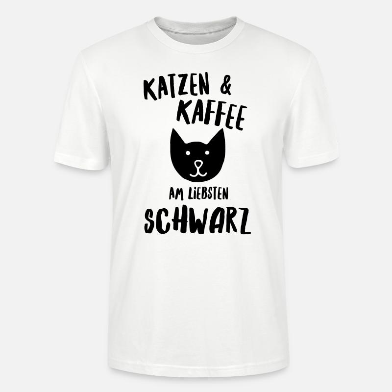 Katzen und Kaffee schwarz - Stanley/Stella Unisex Bio-T-Shirt CRAFTER - Weiß