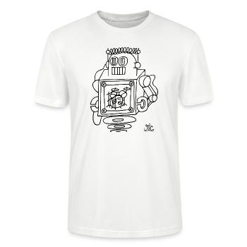 Finn Coles - Robot Black on light - Stanley/Stella CRAFTER Unisex Organic T-Shirt - white - Front - Alina (178cm) & Michal (187cm)