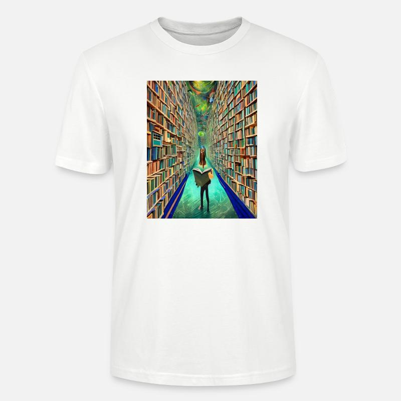 "Die Bücherei der Zeit" - Stanley/Stella Unisex Bio-T-Shirt CRAFTER - Weiß