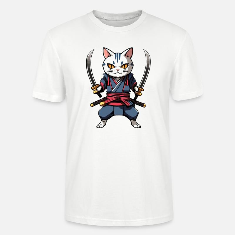 Samurai-Katze #33 - Stanley/Stella Unisex Bio-T-Shirt CRAFTER - Weiß