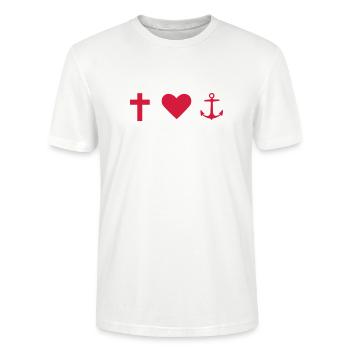 glaube, liebe, hoffnung - Stanley/Stella Unisex Bio-T-Shirt CRAFTER - Weiß - Vorne - Alina (178cm) & Michal (187cm)