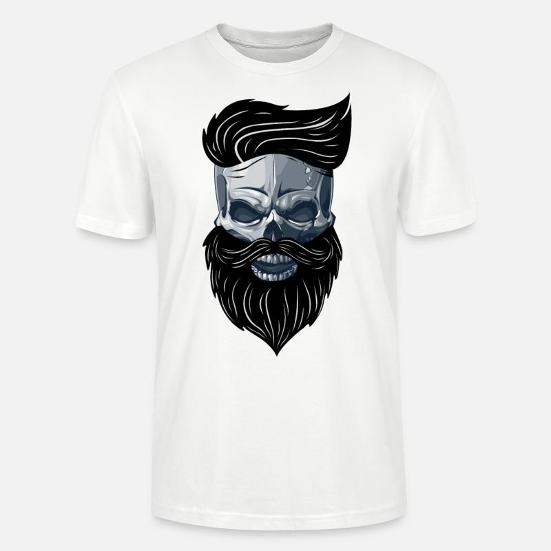 Beardy Beard Beard Man Skull Gift Idea - Stanley/Stella CRAFTER Unisex Organic T-Shirt - white
