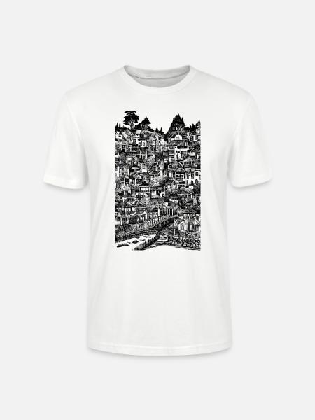 Tuschezeichnung der Stadtlandschaft - Stanley/Stella Unisex Bio-T-Shirt CRAFTER - Weiß