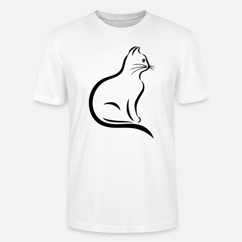 Sweet outlined cat - Stanley/Stella CRAFTER Unisex Organic T-Shirt - white