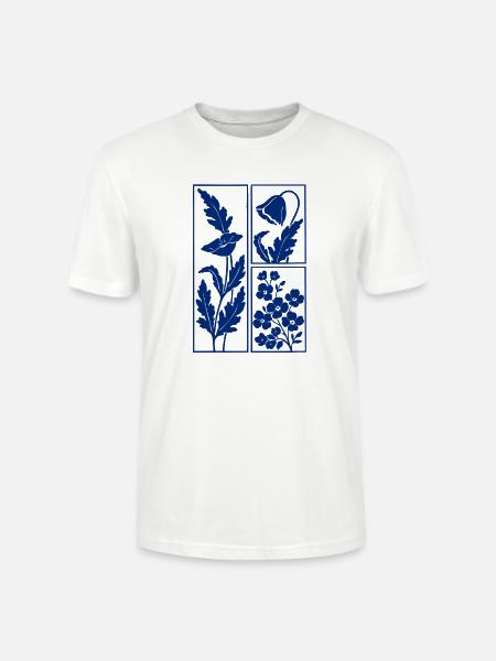 Blaue minimalistische Blumen trendiger Vintage-Look - Stanley/Stella Unisex Bio-T-Shirt CRAFTER - Weiß