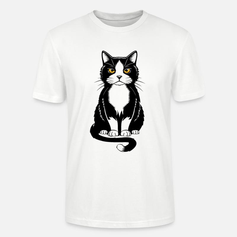 Bild einer sitzenden schwarzen Katze - Stanley/Stella Unisex Bio-T-Shirt CRAFTER - Weiß