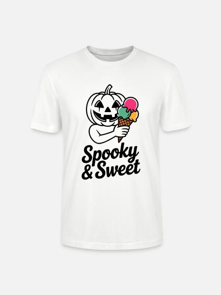 Halloweenkürbis mit Eiscreme - Stanley/Stella CRAFTER Unisex Organic T-Shirt - white