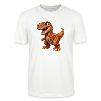 T-Rex aux écailles orange - T-shirt bio CRAFTER Stanley Stella Unisexe - blanc - Devant - Alina (178cm) & Michal (187cm)