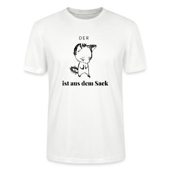 Hier kommt nicht die Katze aus dem Sack - Stanley/Stella Unisex Bio-T-Shirt CRAFTER - Weiß - Vorne - Alina (178cm) & Michal (187cm)