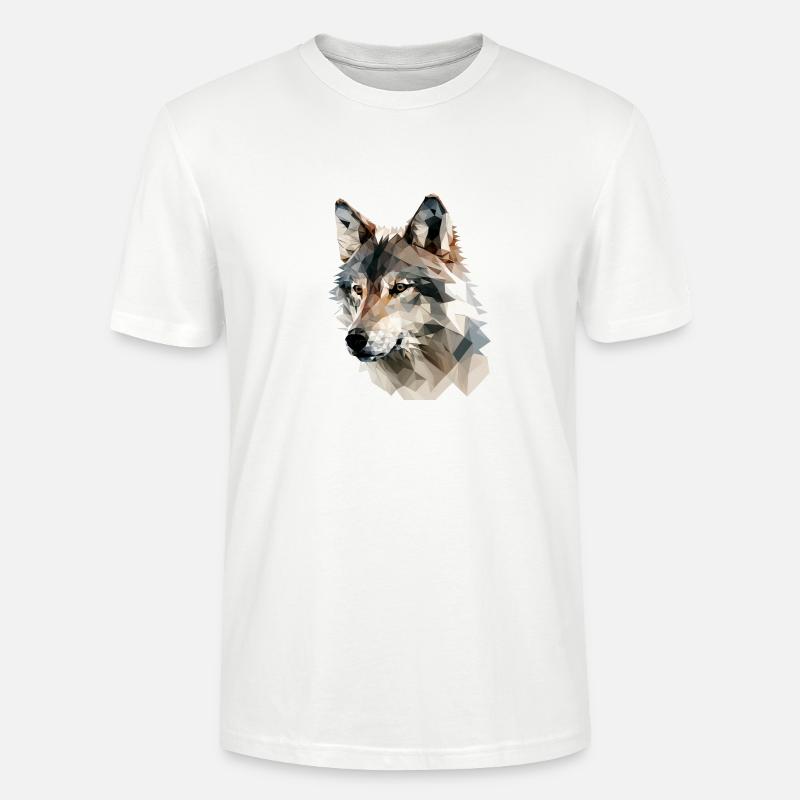 Polygone Expressif Loup – Faune - T-shirt bio CRAFTER Stanley Stella Unisexe - blanc