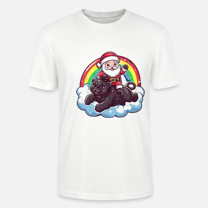 Panthère Père Noël Arc-en-ciel - T-shirt bio CRAFTER Stanley Stella Unisexe - blanc
