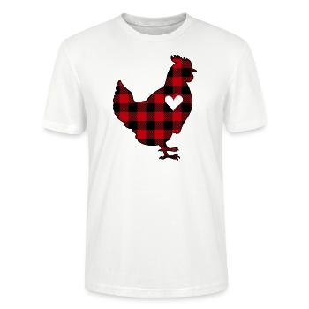 Buffalo Plaid Chicken - Stanley/Stella CRAFTER Unisex Organic T-Shirt - white - Front - Alina (178cm) & Michal (187cm)