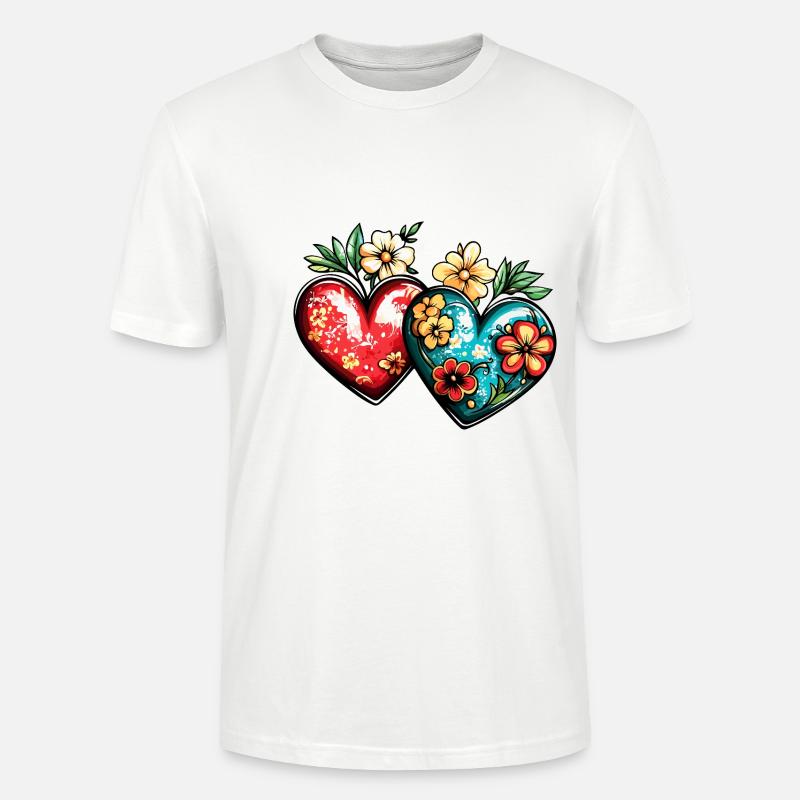 Coeurs Amour Fleurs Mariage - T-shirt bio CRAFTER Stanley Stella Unisexe - blanc