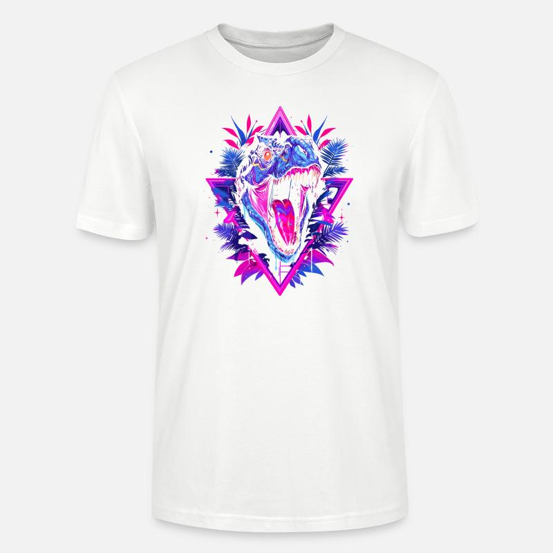 Synthwave Raptor - T-shirt bio CRAFTER Stanley Stella Unisexe - blanc