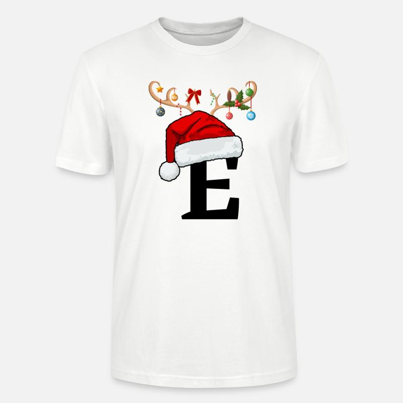 Lettre E bonnet de Noël - T-shirt bio CRAFTER Stanley Stella Unisexe - blanc