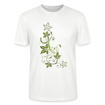 Leaf leaves autumn tendril green - Stanley/Stella CRAFTER Unisex Organic T-Shirt - white - Front - Alina (178cm) & Michal (187cm)