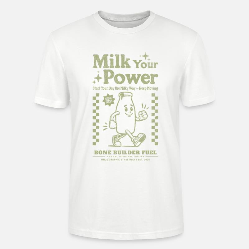 Milk Power pour le petit-déjeuner - T-shirt bio CRAFTER Stanley Stella Unisexe - blanc