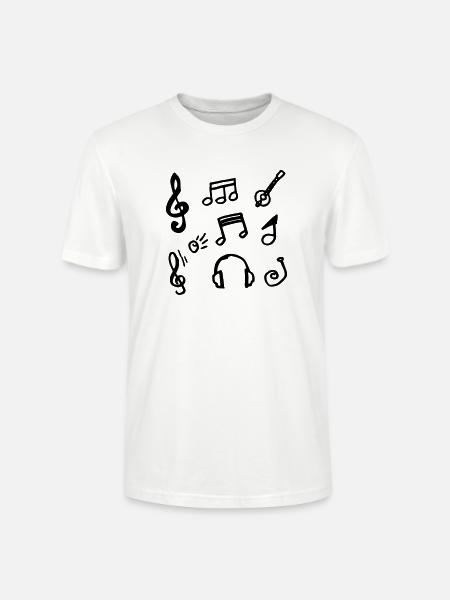 Lyt til Musik Noder Instrument Outfit - Stanley Stella CRAFTER unisex økologisk-T-shirt - hvid