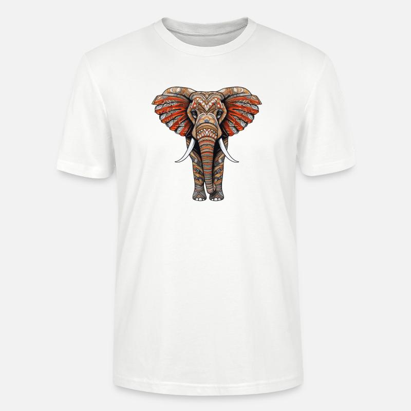 Elephant with African pattern no3 - Stanley/Stella CRAFTER Unisex Organic T-Shirt - white