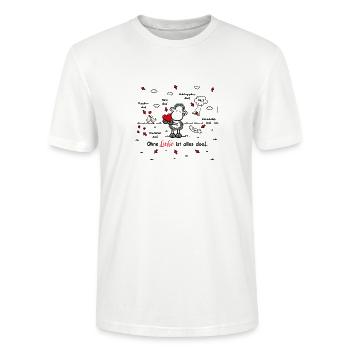 Sheepworld Ohne Liebe ist alles doof One Size - Stanley/Stella Unisex Bio-T-Shirt CRAFTER - Weiß - Vorne - Alina (178cm) & Michal (187cm)