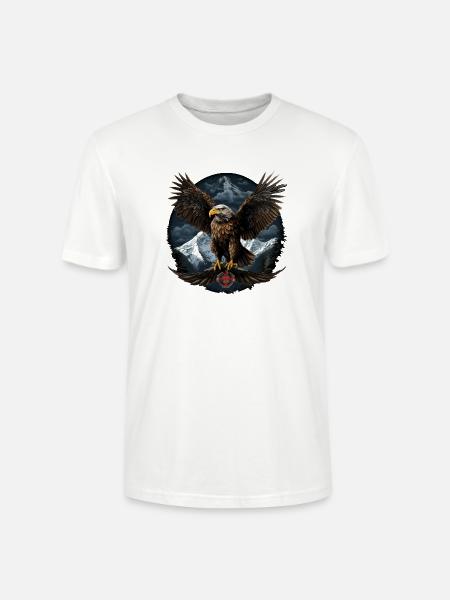 Bald Eagle Design with Mountains - Stanley/Stella CRAFTER Unisex Organic T-Shirt - white