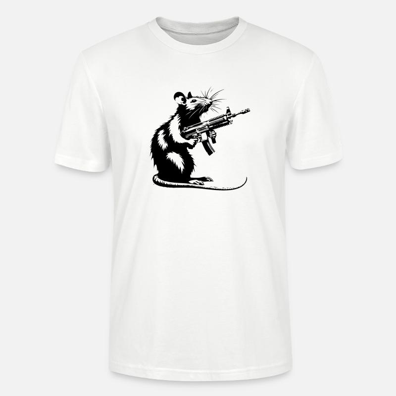 Ratte mit Maschinengewehr - Stanley/Stella Unisex Bio-T-Shirt CRAFTER - Weiß