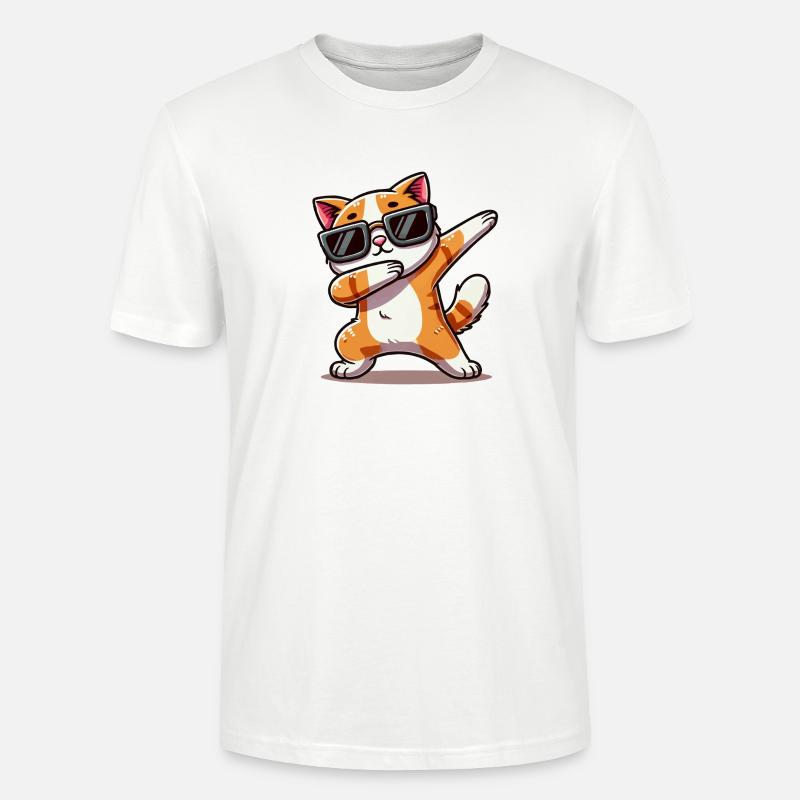 katze comic dabbing - Stanley/Stella Unisex Bio-T-Shirt CRAFTER - Weiß