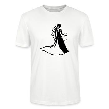 Bride motif 1c - Stanley/Stella CRAFTER Unisex Organic T-Shirt - white - Front - Alina (178cm) & Michal (187cm)