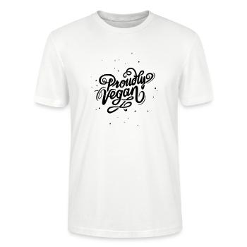 Proudly Vegan Vintage Type - Stanley/Stella Unisex Bio-T-Shirt CRAFTER - Weiß - Vorne - Alina (178cm) & Michal (187cm)