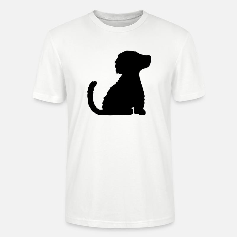 Silhouette braver sitzender Hund - Stanley/Stella Unisex Bio-T-Shirt CRAFTER - Weiß