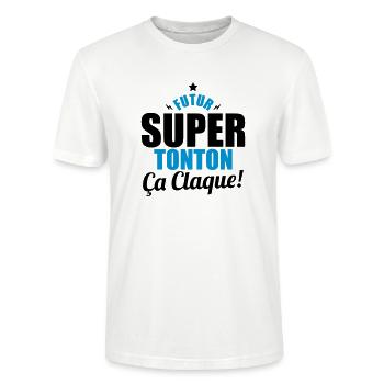 futur super tonton ça claque - T-shirt bio CRAFTER Stanley Stella Unisexe - blanc - Devant - Alina (178cm) & Michal (187cm)