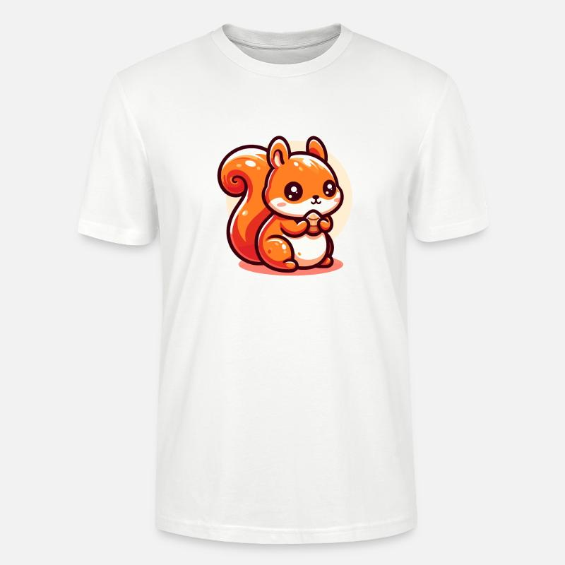 Cute Squirrel Eats a Seed - Stanley/Stella CRAFTER Unisex Organic T-Shirt - white
