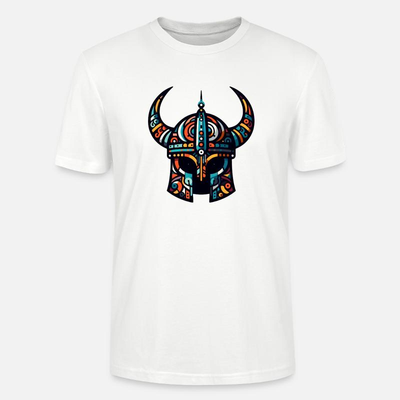 Wikingerhelm mit abstraktem Muster - Stanley/Stella Unisex Bio-T-Shirt CRAFTER - Weiß