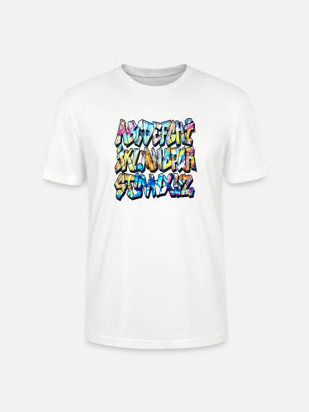 Alphabet graffiti - T-shirt bio CRAFTER Stanley Stella Unisexe - blanc