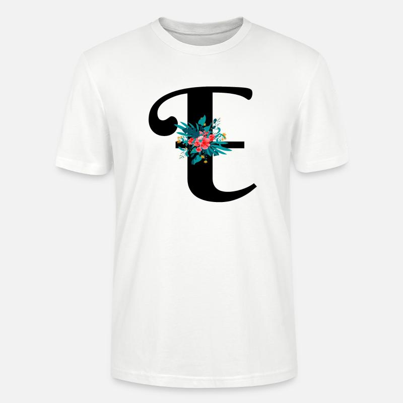 Buchstabe E geblümt - Stanley/Stella Unisex Bio-T-Shirt CRAFTER - Weiß