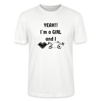 Frauen Motorrad Fashion - Stanley/Stella Unisex Bio-T-Shirt CRAFTER - Weiß - Vorne - Alina (178cm) & Michal (187cm)