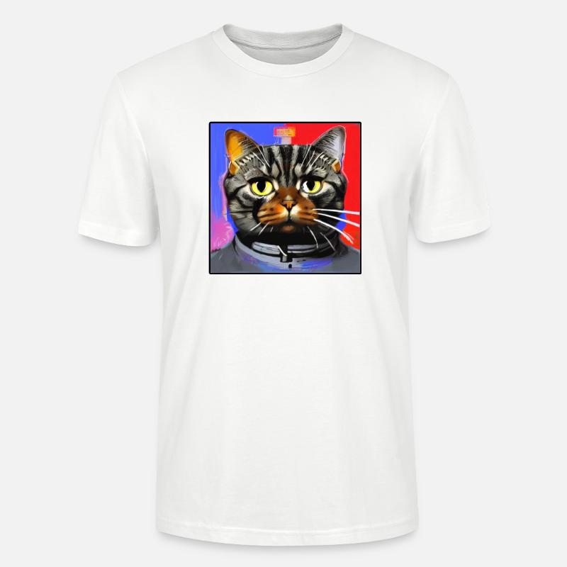 Chat de l’espace - T-shirt bio CRAFTER Stanley Stella Unisexe - blanc