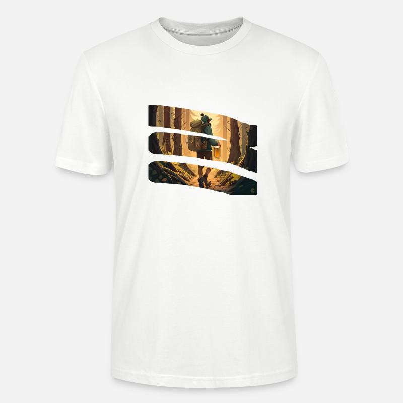 Wanderer im Wald mit Bier - Stanley/Stella Unisex Bio-T-Shirt CRAFTER - Weiß