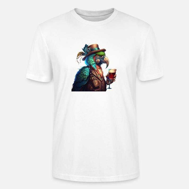Cooler Papagei mitHut und Bier - Stanley/Stella Unisex Bio-T-Shirt CRAFTER - Weiß
